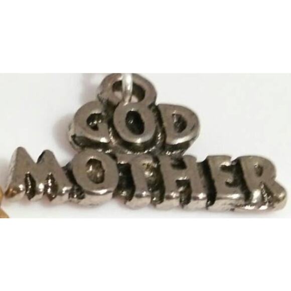 Silvertone Godmother Pendant Charm New Old Stock Vintage Mothers Day Christening - Picture 1 of 1